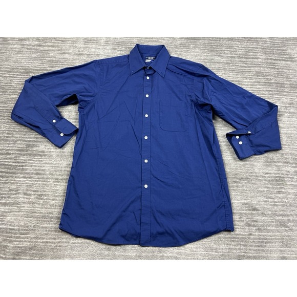 Izod Shirt Mens Medium Blue Button Up Stretch Regular Fit‎ Long Sleeve - Picture 1 of 12